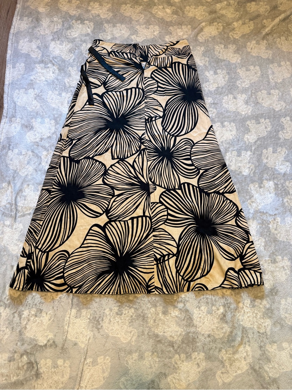 Cubavera Black Floral Maxi Skirt on Cream